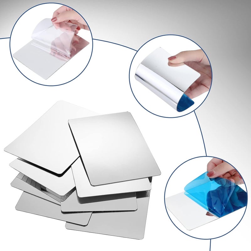 Marsui 8 Pieces Shatter Proof Plastic Mirror Craft 4 x 6 Inch Small Mirror Tiles Bulk with Soft Round Corners Double Sided Protective Film Reflector Sheets Art Craft Supply for Bathroom Home Decor - Image 5